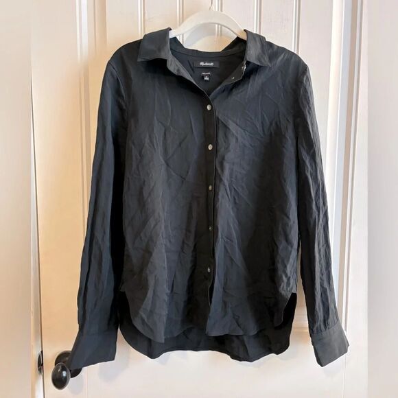 Madewell Black collared relaxed fit blouse size Medium in EUC! - Picture 4 of 12